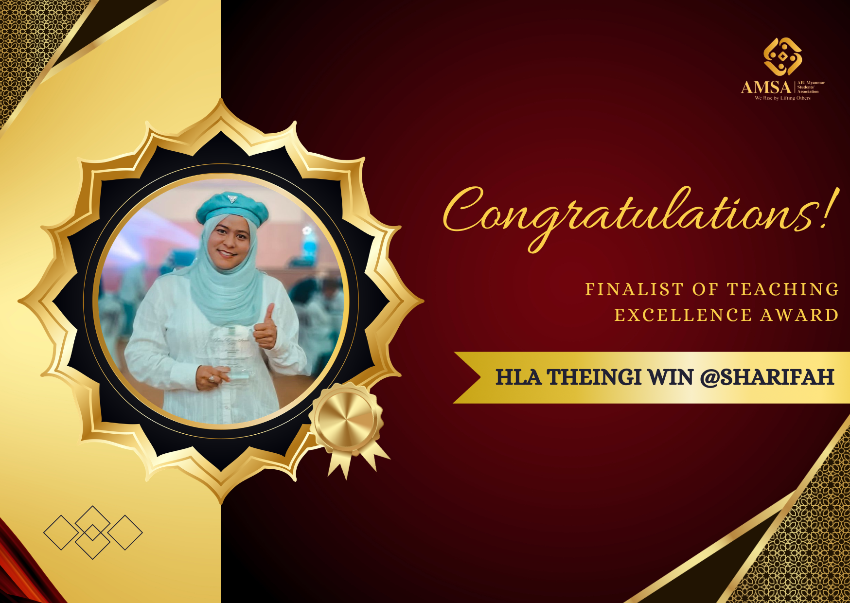 AMSA Advisor Hla Theingi Win Named Among Top Five Finalists for the Teaching Excellence Award